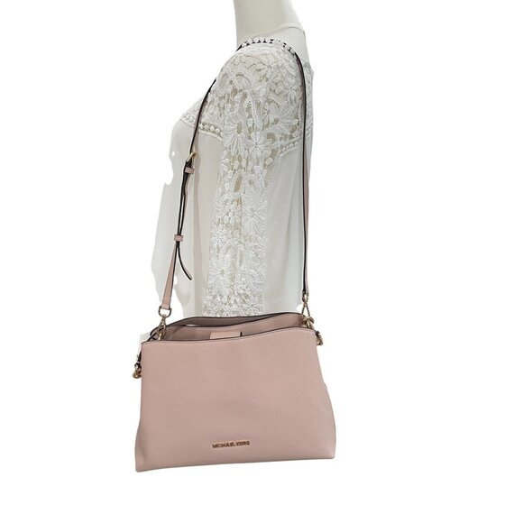 Michael Kors Blush Pink Saffiano Leather Crossbody Shoulder Bag Gold Hardware - Picture 4 of 8